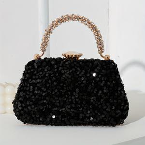 TEMU 유럽&미국 빈티지 여성 가방, 장식 이브닝 클러치, 시퀸 포멀 드레스 파티백, 장식 메탈 핸드헬드 스퀘어백