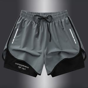 TEMU 남성용 쇼츠 스포츠 팬츠 러닝 팬츠 짐 트레이닝 삼분의 일 팬츠 2-in-1 듀얼 퍼포즈 쇼츠