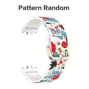 TEMU 삼성 갤럭시 피트 3 R390에 적합한 프린트 실리콘 시계 밴드, 삼성 갤럭시 피트3용 교체 스포츠 밴드 - 로즈 골드 버클, 부드럽고 편안한 착용감, 피부 친화적