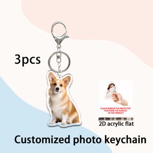 TEMU 2D 평면, 1개/3개 사진 맞춤형 아크릴 키체인, 양면 효과, 축제 분위기 적합, 가방 펜던트, 친구·가족·반려동물 사진 커스터마이징 가능, 재미있는 키체인, 기념 선물|키링