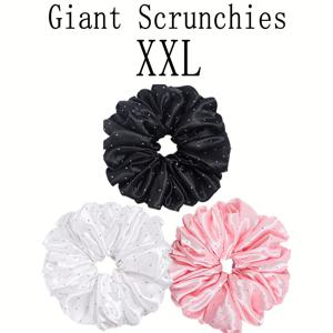 TEMU 3개 세트의 우아한 스타일 대형 스크런치 헤어 링, 대형 탄력 있는 새틴 여성용 대형 스크런치, 푹신한 거대한 헤어 링, 머리카락의 곱슬거림과 파손 방지, 결혼식 파티 및 일상 휴가용 헤어 링