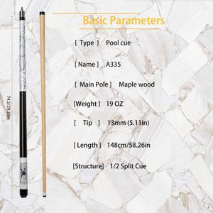 TEMU 우드 빌리어드 큐 - 13mm 팁, 나인볼 & 아메리칸 풀 게임용 패션 디자인