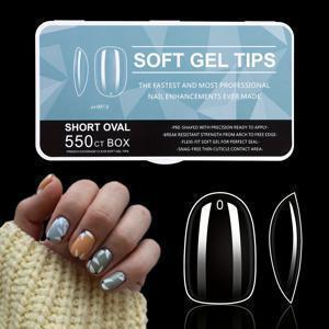 TEMU Quickchic 소프트 젤 네일 팁 500/550/600개입, 알몽골, 스틸레토, 코핀, 스퀘어, 미디엄 오발 모양의 클리어 아크릴 인조 손톱 완벽 덮기, 편안한 착용감 및 미용 장식용 매니큐어 용품|네일팁