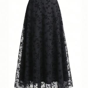 TEMU 여성 플로럴 거즈 스커트 미디 요정 스커트|쉬폰원피스