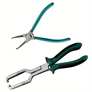 TEMU 전기 분리 플라이어 2개 세트, 연료 라인 클립 제거 도구, 자동차 전기 커넥터 및 스파크 플러그 제거용 긴 플라이어, 자동차 연료 공급 파이프 클립용 범용 수리 도구