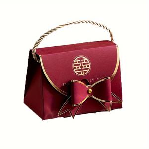 TEMU 그녀/그를 위한 선물 12/20개 세트 우아한 진홍색 & 골드 웨딩 페이버 박스 (트윈 리본 & 