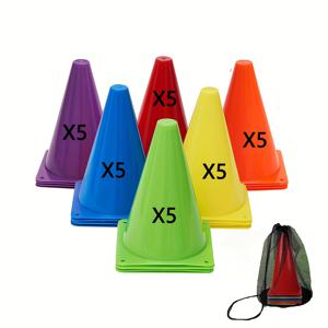 TEMU 30개 멀티컬러 9인치 교통 콘 세트, 플라스틱 민첩성 축구 훈련 콘, 유연한 PE 재질, 스포츠 및 훈련에 보편적