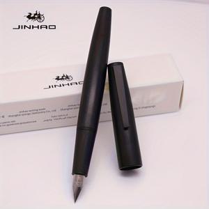 TEMU 1세트(펜+잉크 )진하오 80 그레이 섬유 브러시드 만년필, 이리듐 울트라 파인 니브 및 소형 펜 가방 세트 (실버 클립 포함)(F/EF/0.3mm 닙)