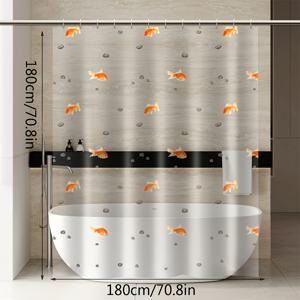 TEMU PEVA 안감이 있는 투명한 작은 금붕어 샤워 커튼, 12개의 후크 링이 있는 스타일리시한 긴 욕실 커튼, 욕조에 적합|샤워커튼