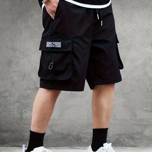 TEMU 남성용 미국 스타일 카고 반바지 (Klaud), 봄/여름용, 대형 포켓 및 독특한 드로스트링 디자인, 캐주얼 5부 반바지