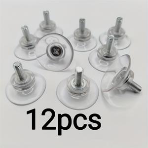 TEMU 12개 나사 흡착 컵, 조절 가능한 다리 포함, 강력한 투명 흡착을 위한 PVC 재질, 유리 테이블 상판 및 투명 가구 패드의 부품 교체에 적합하며, 가구 발 패드도 사용 가능