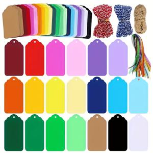 TEMU 200개 팩 다색 종이 선물 태그 (끈 포함) - 파티 선물, 신부 들러리 선물, 소원 나무, 이름 카드, 매달린 간판, 가격 태그, 공예 및 DIY 프로젝트에 사용할 수 있는 다용도 빈 라벨, 전기 불필요
