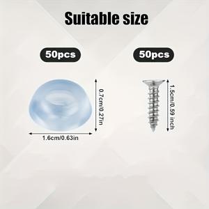 TEMU 50개 GDGDSY 미끄럼 방지 고무 범퍼, 튼튼한 플라스틱 가구 패드, 소음 감쇠 테이블 다리 캡, 스테인리스 스틸 나사 포함, 주방 가전 및 가구용