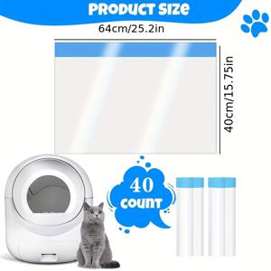 TEMU 40개 대형 고양이 모래통용 끈이 있는 대형 고양이 모래통 라인어 - 누수 방지, 찢어짐 방지 가방