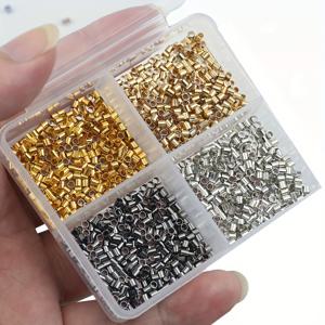 TEMU 사각색 박스 1200개 (각 색상 300개) 구리 재질 2mm 포지셔닝 튜브 비즈 다기능 평면화 가능 포지셔닝 튜브 비즈 목걸이 팔찌 마감 수제 주얼리 액세서리 재료