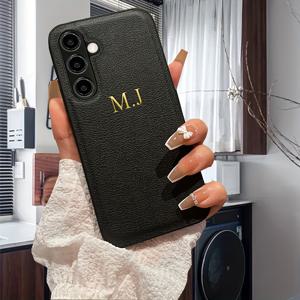 TEMU 휴대폰 케이스 - 삼성 갤럭시 S24 울트라, S23, S22, S21 울트라 및 기타 모델용 맞춤형 폰 커버, 고급 인조 가죽 디자인과 개인 맞춤 이름 이니셜 특징.|S21케이스