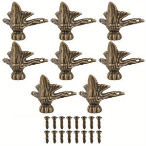 TEMU 8개 메탈 박스 발판 (16개 나사 포함) - 레트로 모서리 보호대 (나무 상자 및 가구용), 장식용 다리 캡 및 액세서리