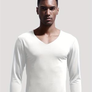 TEMU 남성용 가을용 기본 V넥 기모 속옷 1개입, 낮은 넥라인과 슬림하고 가벼운 상의로 디자인되었습니다.