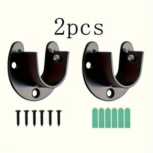 TEMU 2개 스테인리스 스틸 라운드 튜브 브래킷 - 커튼로드, 옷걸이 바 및 수건 걸이용 다용도 플랜지 마운트 (나사 색상은 다름)