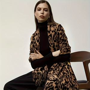 TEMU 섹시한 프린트 페이크 캐시미어 스카프 스타일, 데이트 나들이에 적합, 클래식 프린트, 성숙한 스타일