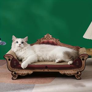 TEMU 클래식 소파 스타일 고양이 스크래칭 보드 - 이중 레이어 골판지로 제작된 튼튼하고 깔끔한 고양이 발톱 연마 패드