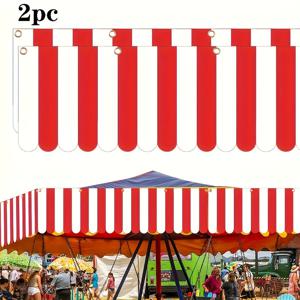 TEMU 2팩 폴리에스터 카니발 텐트 캔빌리언 배너, 생일, 크리스마스, 사이러스 테마 이벤트용 다목적 콘세션 스탠드 사인보드 - 유니버설 휴일 장식, 전기 필요 없음, 일반 피트, 24.99 x 190.02cm