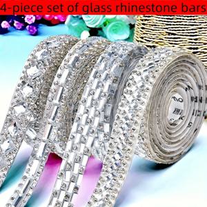 TEMU 리본 장식, 공예 선물, 자동차 행사, 웨딩 의상, 의류, 신발, 모자 등 다양한 용도로 사용하기에 완벽한 자체 접착식 라인스톤 스티커 4개 세트