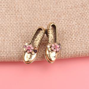 TEMU 세련된 빈티지 슈즈 브로치, 합금 재질, 물 드릴 장식, 독특하고 사랑스러운 핀 액세서리