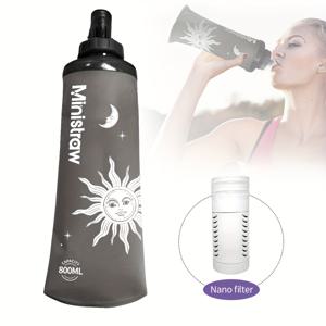 TEMU 휴대용 나노 필터 워터백, TPU 필터 워터병, 태양 달 해골 테마 워터백 할로윈 선물, 건강한 음용수로 변환, 캠핑, 하이킹, 생존용 필터 워터병,