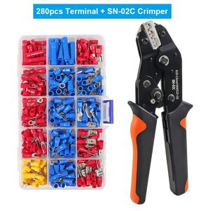 TEMU SYQUILARIS 280개 와이어 크림핑 툴 키트, SN-02C 크림퍼, 구리 접점, 나일론 절연, 무충전, 배터리 없음, 스트리핑, 스플라이싱, 러그용 다양한 커넥터 포함