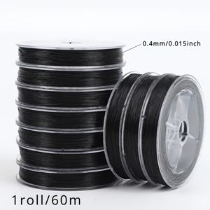 TEMU 2D 플랫, 1롤/60m 0.23/0.4mm 블랙 플랫 브레이디드 실 비즈 실 펜던트 제작 액세서리 수제 주얼리 만들기 DIY 비즈 팔찌 실 코어 탄성 코드