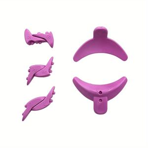 TEMU S, M, L 사이즈의 속눈썹 교정 도구 세트. 속눈썹 연장용으로 설계된 실리콘 패드가 특징이며, 보라색과 검은색으로 제공됩니다.