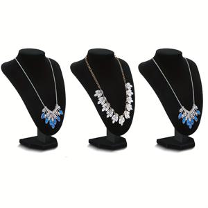 TEMU 3개 블랙 벨벳 목걸이 전시대 - 직사각형 주얼리 사진 소품, 홈 & 매장용, 전시회 및 박람회용 - 내구성 있는 패브릭 마네킹 스탠드, 우수한 공예 기술로 제작된 고급 주얼리 디스플레이 타워