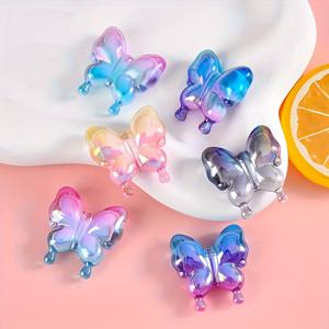 TEMU 투톤 그라데이션 나비 대형 홀 비즈 DIY 모바일 폰 체인 키체인 재료 주얼리 루즈 비즈 액세서리