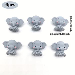 TEMU 6개 실리콘 비즈, 3D 입체 회색 코끼리 모양 스페이서 비즈, DIY 핸드메이드 주얼리 제작, 일상 장식, 휴일 선물, 여성 선물용