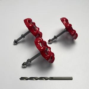 TEMU 드릴 비트가 있는 레트로 빨간색 메탈 서랍 손잡이 3개 세트, 독특한 산업 디스크 모양 캐비닛 핸들, 드레서 및 캐비넷 업그레이드를 위한 창의적인 철제 휠 노브, 캐비넷 노브와 풀