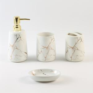 TEMU 고급스러운 블랙 세라믹 4pcs 욕실 정리 세트 | 부드러운 원형 바닥, 비누 디스펜서, 칫솔 홀더, 미끄럼 방지 비누 트레이 포함, 가정 및 휴가용