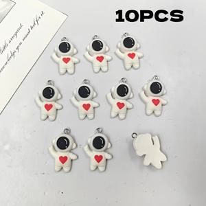 TEMU 10개 귀여운 하트 & 우주 비행사 레진 참 - 주얼리, 팔찌, 목걸이 및 공예에 완벽, 수제 공예가에게 이상적, 공예에 이상적, | 장난기 넘치는 디자인 | 내구성 좋은 레진, 주얼리 제작 용품