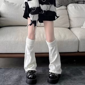 TEMU Y2K 청크리 무지 양말 세트, 슬림 레그를 돋보이게 하는 Jk 두꺼운 풀 양말, 사계절에 적합한 한국 스타일 양말