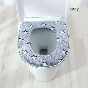 TEMU 1개 별하늘 그레이 초소프트 사계절 변기 커버 - 고급스럽고 탈부착 가능한 안전한 재사용 디자인, 후크 앤 루프 클로저 - 편안한 욕실 필수품 변기 쿠션|변기커버