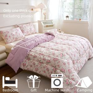 TEMU 3개 세트 스타일리시 로맨틱 장미 플로럴 세트, 매력적인 컬러 블로킹 장인 정신, 높은 탄성 폴리에스터 섬유 충전재, 곡선형 그리드 포지셔닝 퀼팅, 패션과 부드럽게 연동, 침실에서 일년 내내 사용하기 적합