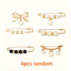 TEMU 스카프, 가디건, 드레스, 캐주얼 웨어를 위한 진주 클립이 포함된 다양한 장식 아이템 4종 세트. 의류 고정 및 사이즈 조절용으로 디자인되었습니다.