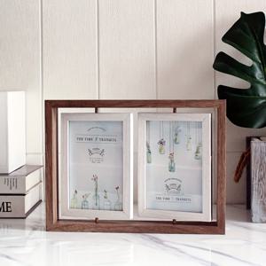 TEMU 1세트 양면 회전식 더블 포토 프레임 4x6인치 사진 디스플레이 테이블 커플 사진 애완동물 사진 액자 결혼식 사진 홈 장식 오너먼트