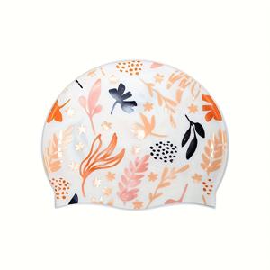TEMU 대형 수영 모자 - 꽃무늬 방수 빠른 건조 기능 (오렌지/블랙/베이지/화이트/피치), 신축성 풀 커버리지, 경쟁용 수영, 아쿠아틱스, 스파, 헤어 수영용, 긴 짧은 머리 모두 안전 착용, 물놀이 액세서리, 스포츠 수영복, 편안한 핏, 고품질 실리콘 소재, 방수 수영모자, 긴 머리 수영용, 야외 활동가용