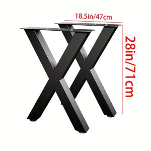 TEMU X자형 철제 테이블 다리 2개 세트, 고강도 사각 튜브 벤치 다리, 가구 다리 교체, 커피 테이블, 식탁, 찻대리, 사무실 책상 금속 가구 지지대에 적합, 높이 15.8/28인치로 제공