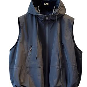 TEMU 여성용 Y자 후드 드로스트링 자켓, 봄 가을 레이어링용 민소매 캐주얼 조끼