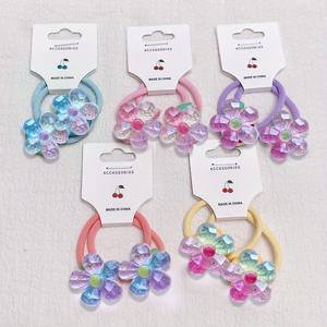 TEMU 랜덤 귀여운 카툰 스위트 플로럴 탄성 머리끈 10개, 스위트 폴리레진 탄성 헤어밴드, 솔리드 컬러 헤어 로프, 플로럴 헤드드레스 액세서리