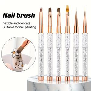 TEMU 6개 네일 브러쉬 세트 (메탈 손잡이 포함) - 그라데이션, 디테일, 도팅 브러쉬 포함, 매니큐어 및 페디큐어 수선에 적합