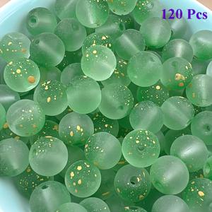 TEMU 120개/240개, 8mm/0.3인치 유리 무광 금색 파우더 양면 원형 비즈, 수제 팔찌 및 목걸이 장식용 스파터니 비즈