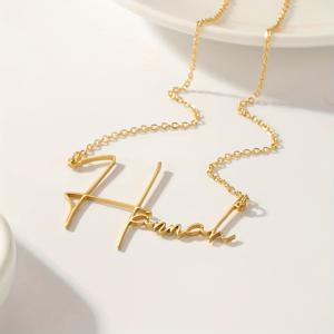 TEMU 개인화된 인조 손글씨 스타일 이름 목걸이 - 개인화된 패션 서명 플레이트 목걸이 - 스테인레스 스틸 다용도 일상 목걸이 여성용 - 트렌디한 보석, 어머니의 날 선물로 완벽한 목걸이